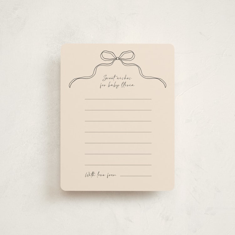 "Tied with Love" - Baby Shower Insert Cards in Linen by Joyce Pinheiro - Front