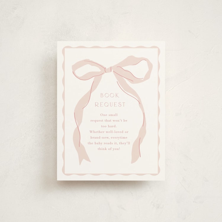 "Framed Bow" - Baby Shower Insert Cards in Blush by Baumbirdy - Front