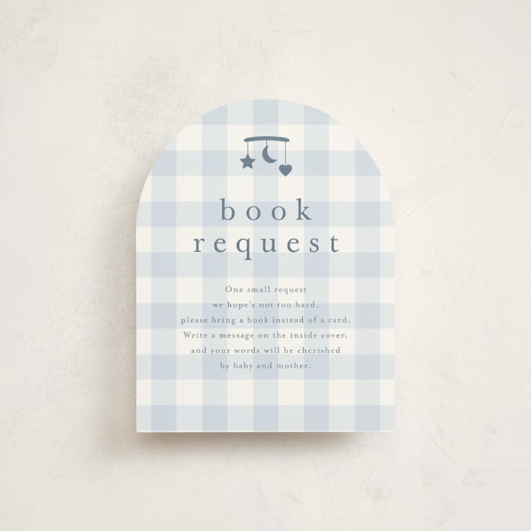 "Gingham Mobile" - Baby Shower Insert Cards in Baby blue by Stacey Meacham - Front