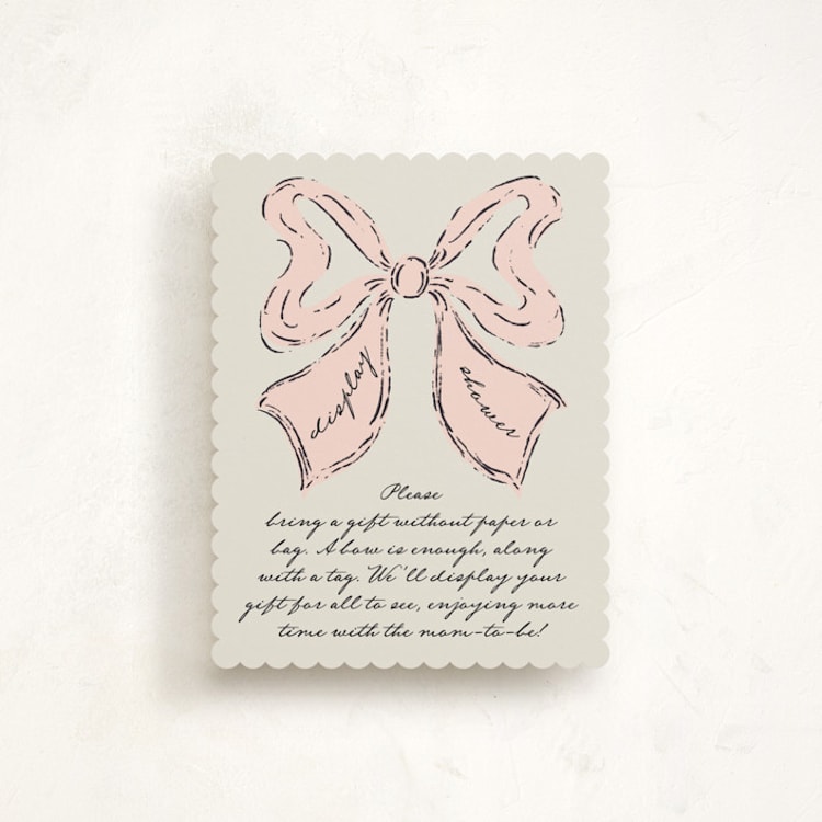 "Antique Rattle" - Baby Shower Insert Cards in Rose by Gwen Bedat - Front