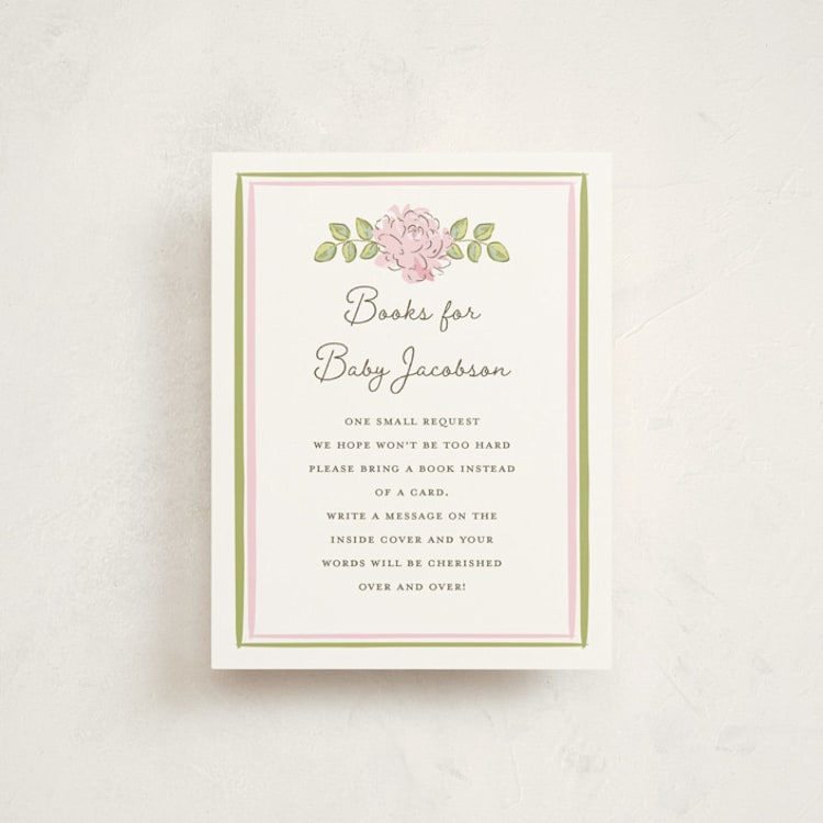 "Garden Rose Doily" - Baby Shower Insert Cards in Rose by Holton Art and Design - Front