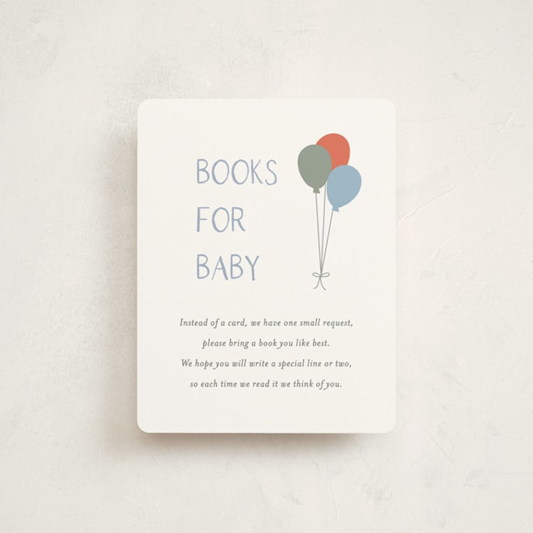 "Bonjour Balloons" - Baby Shower Insert Cards in Berry by Angela Thompson - Front