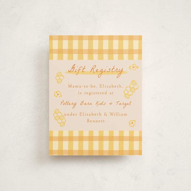 "Honeybear" - Baby Shower Insert Cards in Honey by Sarah Rosenthal - Front