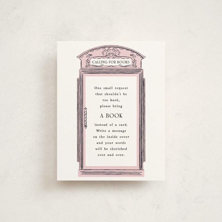 "Baby Calling" - Baby Shower Insert Cards in Rosebud by Gwen Bedat - Front