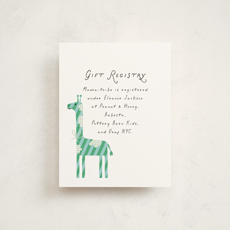 "Patterned Giraffe" - Baby Shower Insert Cards in Earth by mo kelley - Front