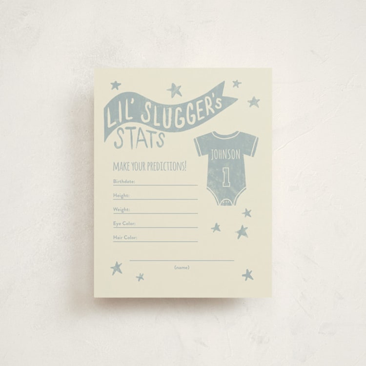 "Baseball Baby Shower" - Baby Shower Insert Cards in Sky by Rebekah Canavan - Front