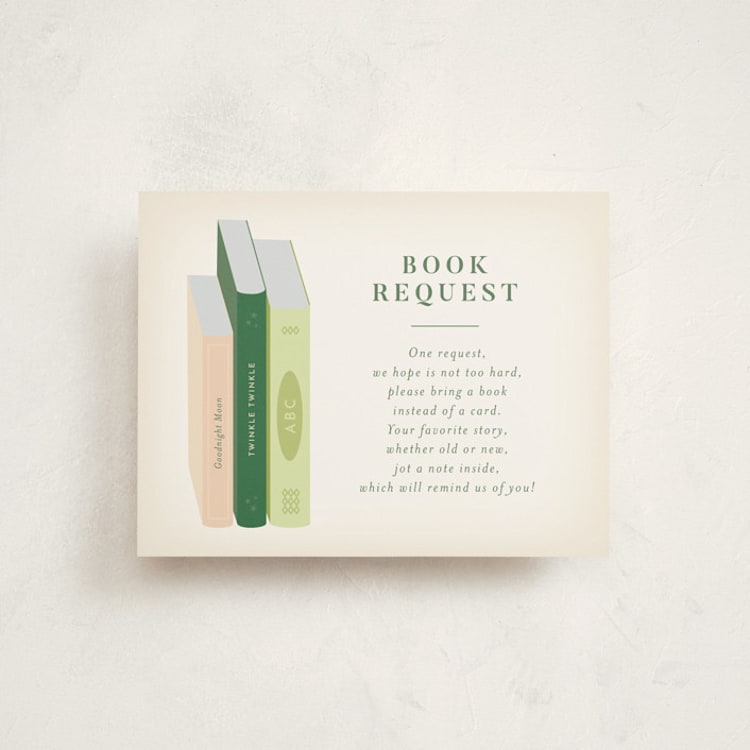 "Book Stack" - Baby Shower Insert Cards in Blush by Palm Bridal - Front