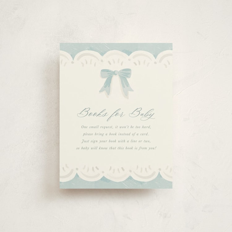 "Eyelet" - Baby Shower Insert Cards in Cloud by Laura Hankins - Front