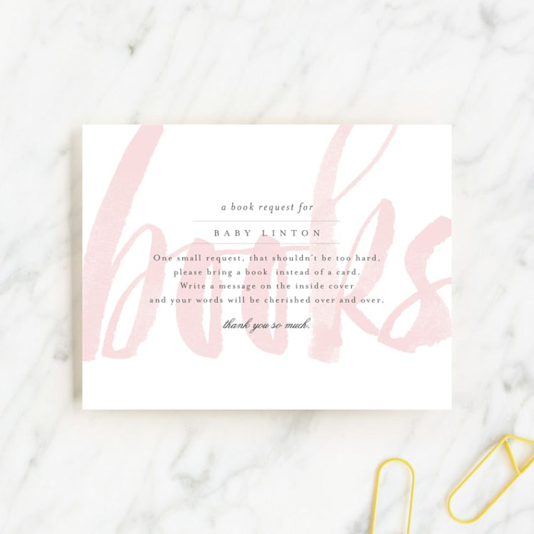 "whisper" - Baby Shower Insert Cards in Blush by Sara Hicks Malone - Front