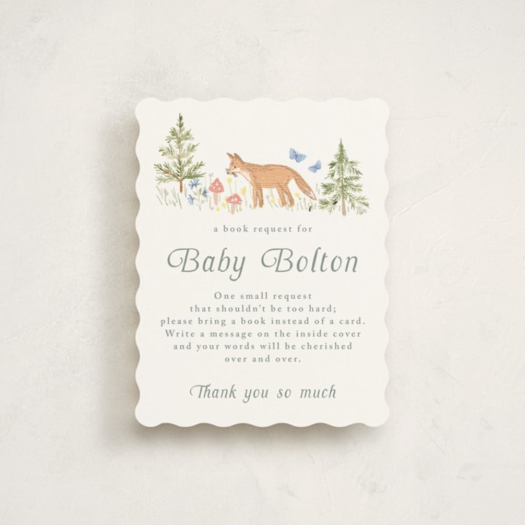 "Woodland Welcome" - Baby Shower Insert Cards in Meadow by Petra Kern - Front