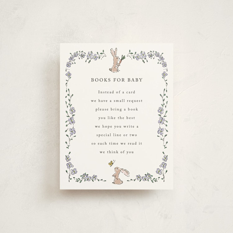 "RabbitAndFlowers" - Baby Shower Insert Cards in Icing by samovilka - Front