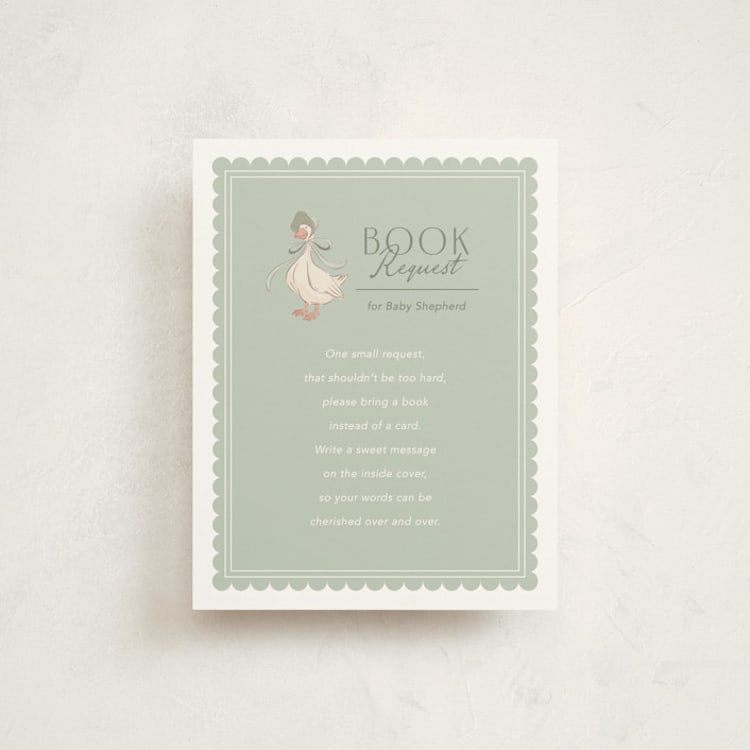 "Story Book Frame" - Baby Shower Insert Cards in Sage by Kristen Smith - Front