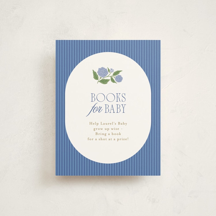 "Hydrangea Pram" - Baby Shower Insert Cards in Sky by Cindy Reynolds - Front