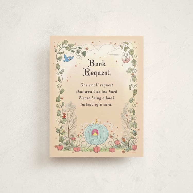 "Disney's Cinderella Pumpkin Patch" - Baby Shower Insert Cards in Peach by Becky Nimoy - Front