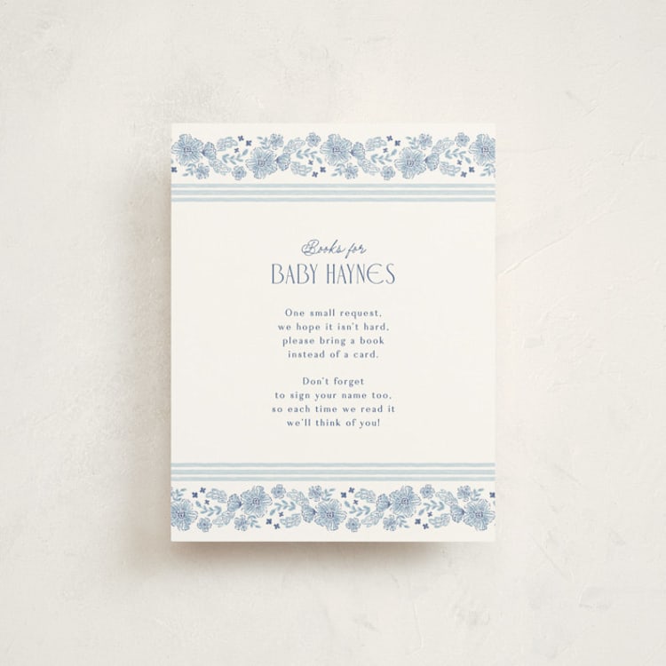 "Handkerchief" - Baby Shower Insert Cards in Cornflower by Laura Hankins - Front