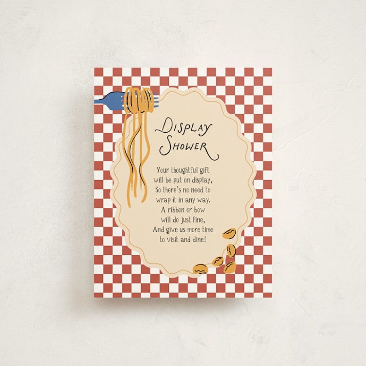 "Pasta Sauce" - Baby Shower Insert Cards in Tomato by Jenna Holcomb - Front