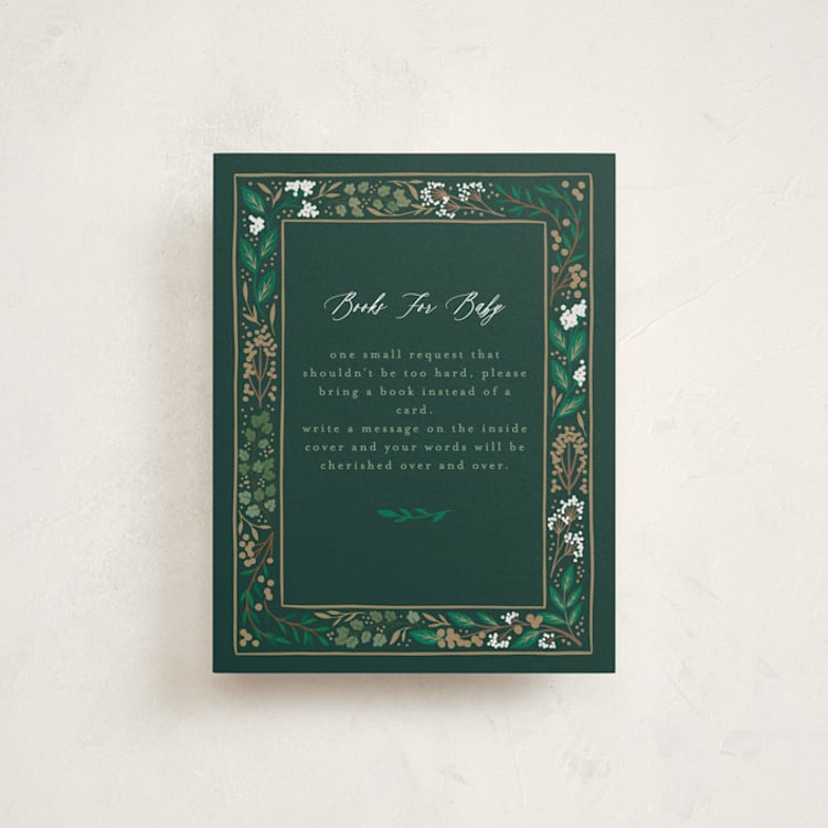 "Illuminated Storybook" - Baby Shower Insert Cards in Evergreen by Alethea and Ruth - Front