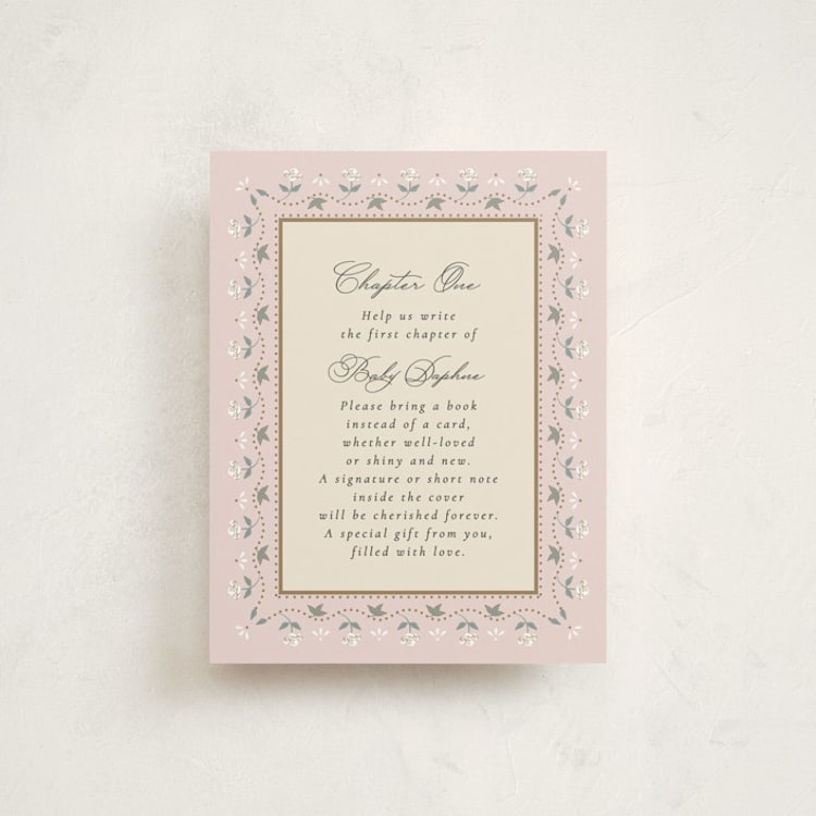 "Petal & Pram" - Baby Shower Insert Cards in Antique Blush by Ana de Sousa - Front