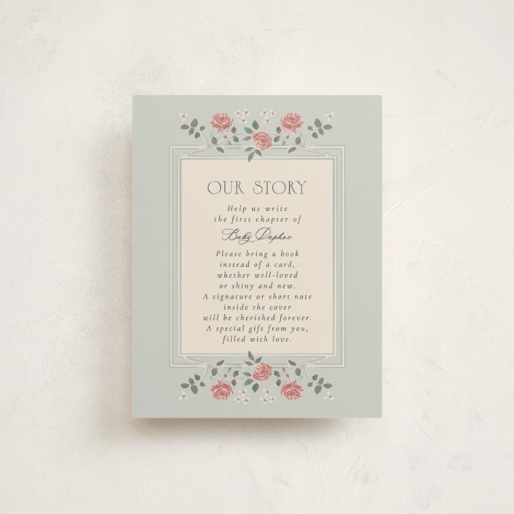 "Parisian Roses" - Baby Shower Insert Cards in Antique Sky by Ana de Sousa - Front