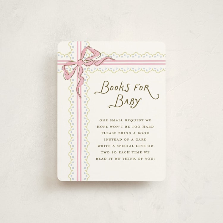 "Floral & Lace Baby Shower" - Baby Shower Insert Cards in Peony by Holton Art and Design - Front
