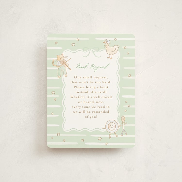 "Nursery Rhyme" - Baby Shower Insert Cards in Mint by Jennifer Wick - Front