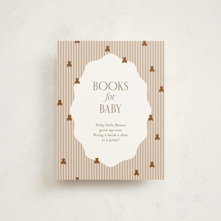 "Teddy Bear Stripes" - Baby Shower Insert Cards in Beary by Cindy Reynolds - Front