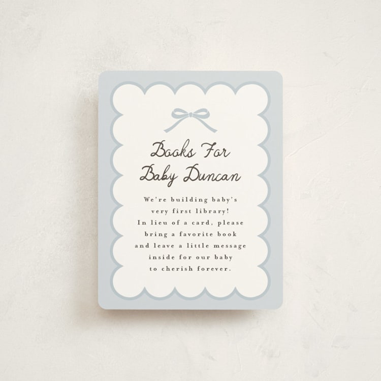 "Scallop & Little Bow" - Baby Shower Insert Cards in Sky by Maria Alou - Front