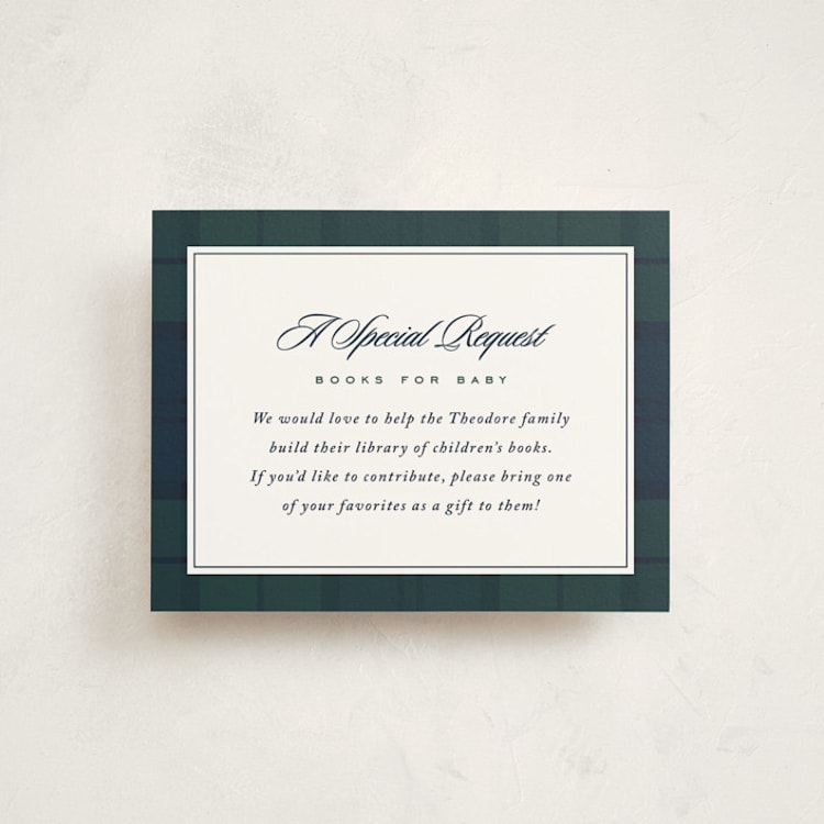 "Prep" - Baby Shower Insert Cards in Tartan by Lea Delaveris - Front