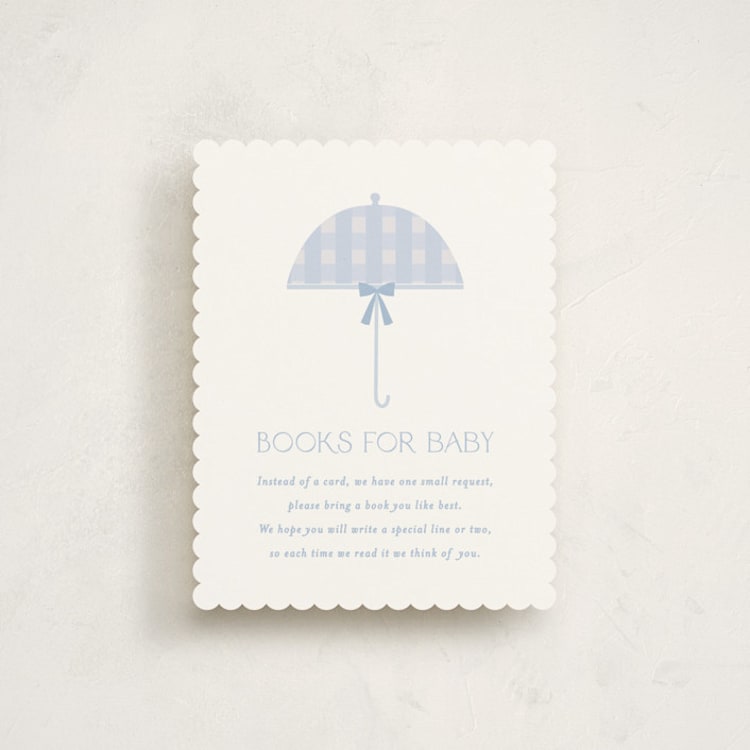 "Plaid Brolly" - Baby Shower Insert Cards in Sky by Angela Thompson - Front