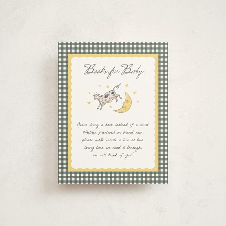 "Over the Moon" - Baby Shower Insert Cards in Dandelion by Heather Schertzer - Front