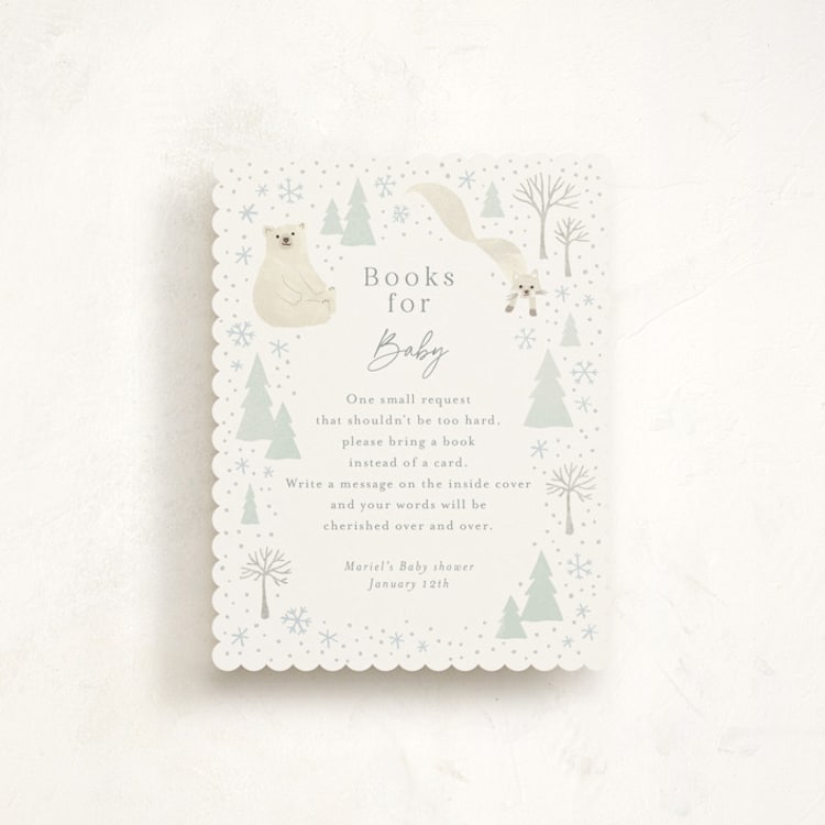 "Arctic friends" - Baby Shower Insert Cards in Seafoam by Jennifer Wick - Front