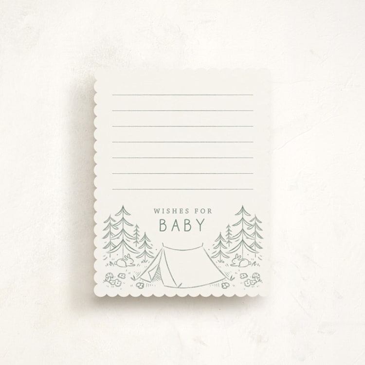 "The Adventure Begins" - Baby Shower Insert Cards in Sage by Kiersten Garner - Front