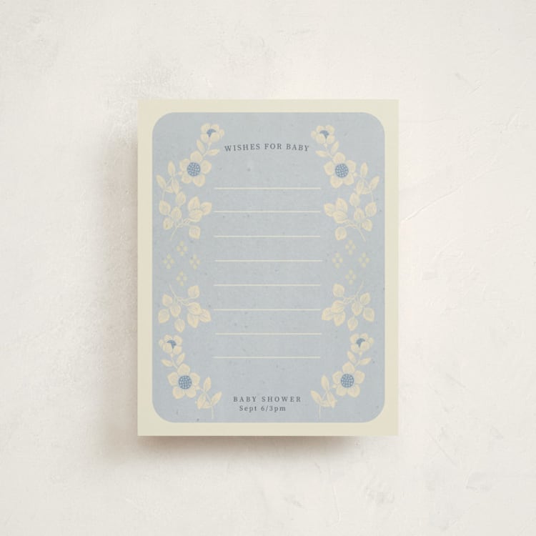 "Pastel Baby Blooms" - Baby Shower Insert Cards in Bluebird by Peony Rose Design - Front