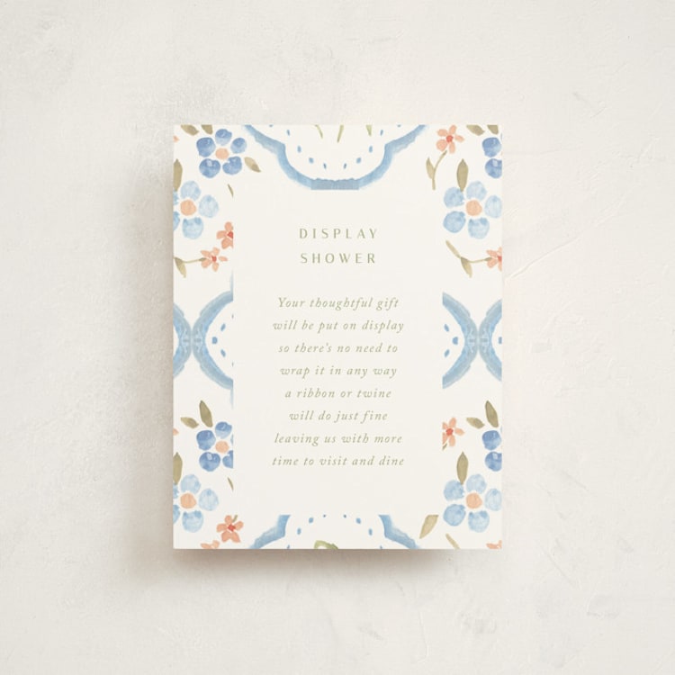 "BlueFloralbaby" - Baby Shower Insert Cards in Icing by samovilka - Front
