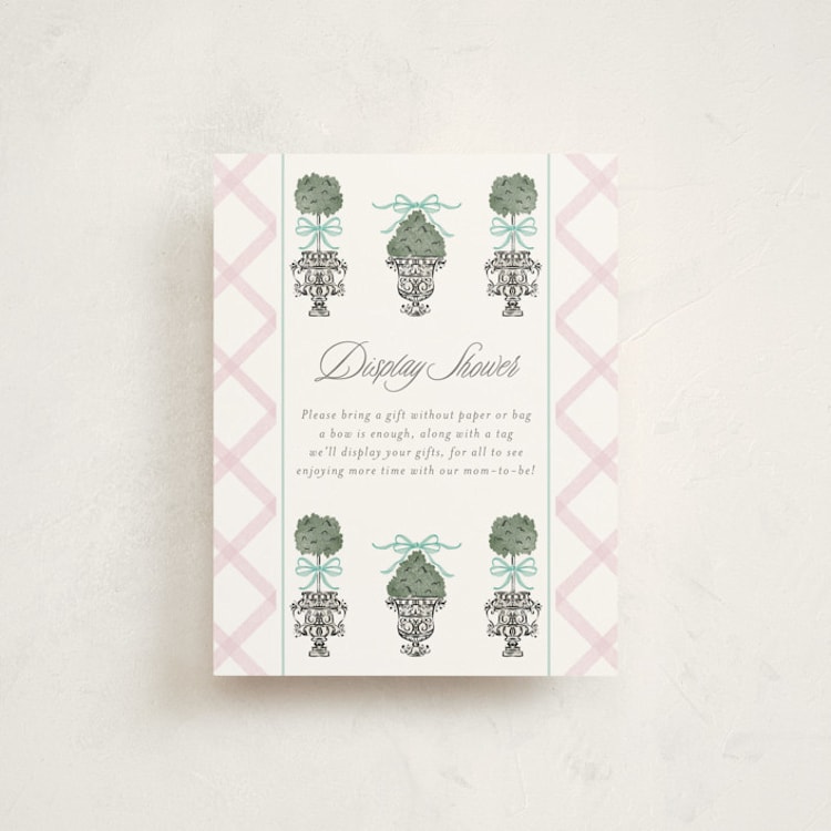 "Tiny Topiary" - Baby Shower Insert Cards in Aquamarine by Jackie Crawford - Front