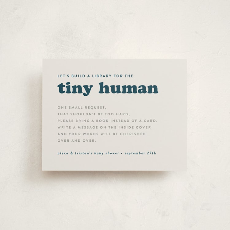 "Tiny Human" - Baby Shower Insert Cards in Whale by Corinne Malesic - Front