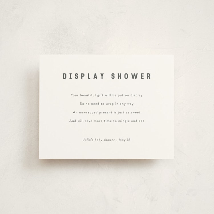 "Modern Display Shower" - Baby Shower Insert Cards in Baby Powder by Minted - Front
