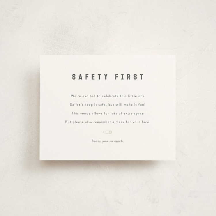 "Mask Note" - Baby Shower Insert Cards in Baby Powder by Minted - Front