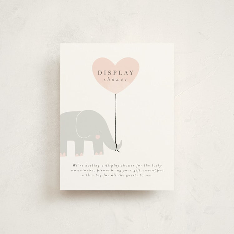 "Elephant" - Baby Shower Insert Cards in Peony by Lori Wemple - Front