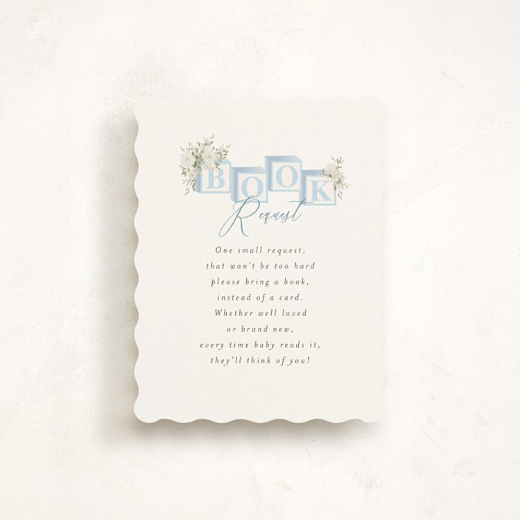 "Botanical Blocks" - Baby Shower Insert Cards in Baby Blue by Itsy Belle Studio - Front