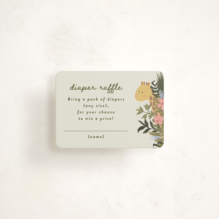 "Jungle Animals" - Baby Shower Mini Insert Cards in Moss by Joanna Griffin - Front
