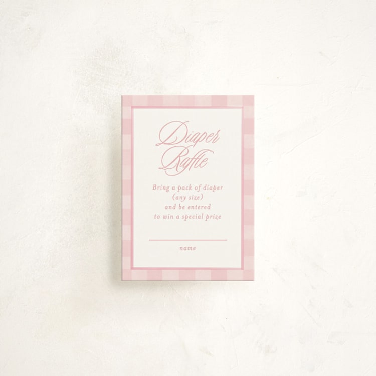 "Classic Gingham" - Baby Shower Mini Insert Cards in Cotton Candy by Creo Study - Front