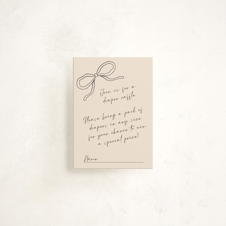 "Tied with Love" - Baby Shower Mini Insert Cards in Linen by Joyce Pinheiro - Front