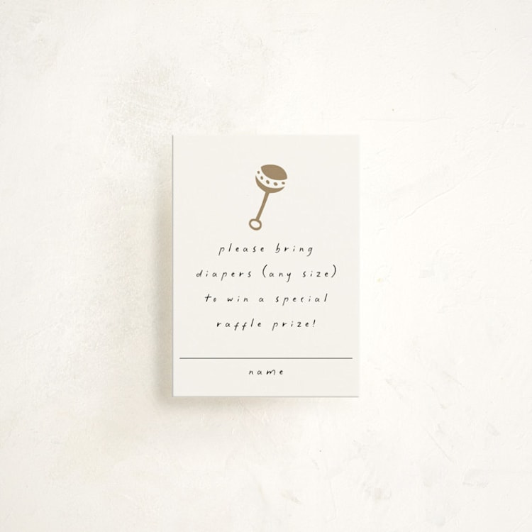 "Foil Rattle" - Baby Shower Mini Insert Cards in Cotton by Stacy Maalouf - Front