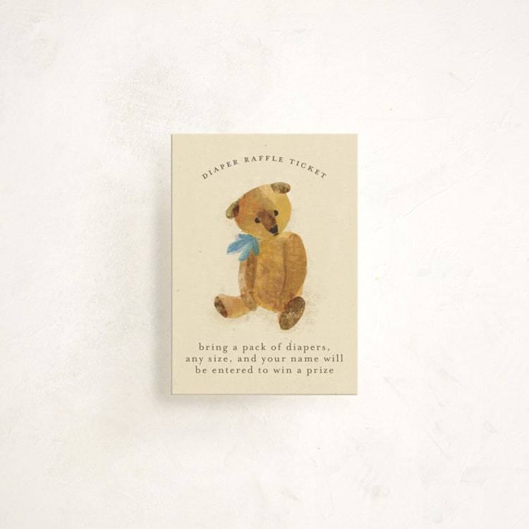 "Vintage Teddy" - Baby Shower Mini Insert Cards in Glacier by Kimberly Morgan - Front