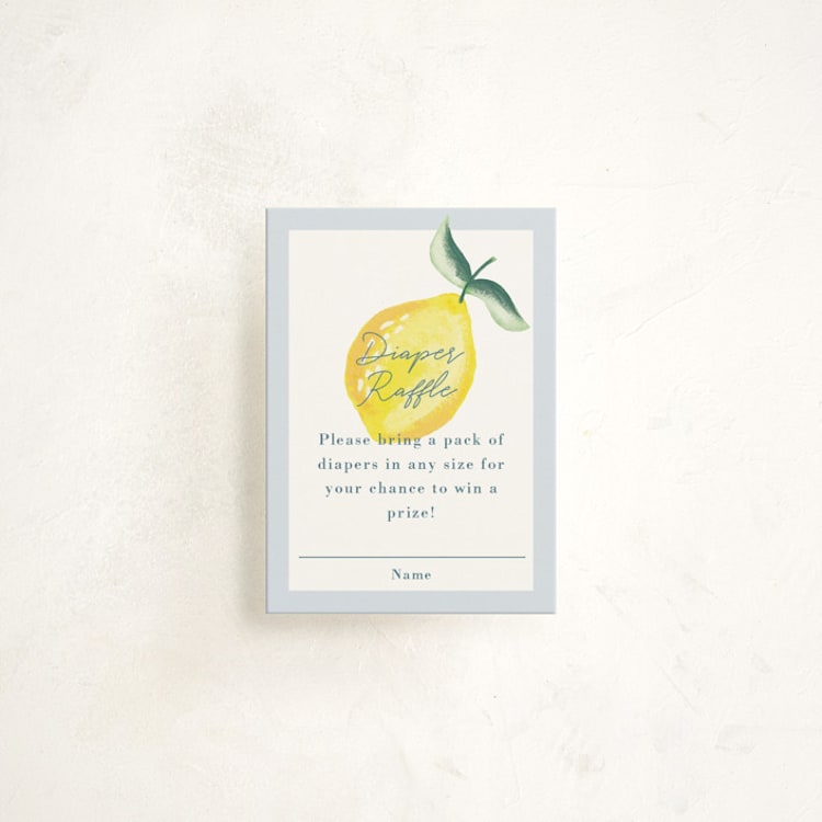 "Lemons" - Baby Shower Mini Insert Cards in Pale Blue by Megan Cash - Front