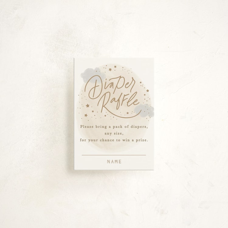 "Moon and stars" - Baby Shower Mini Insert Cards in Latte by Creo Study - Front