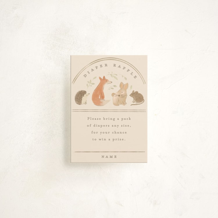 "Woodland storybook" - Baby Shower Mini Insert Cards in Ecru by Creo Study - Front