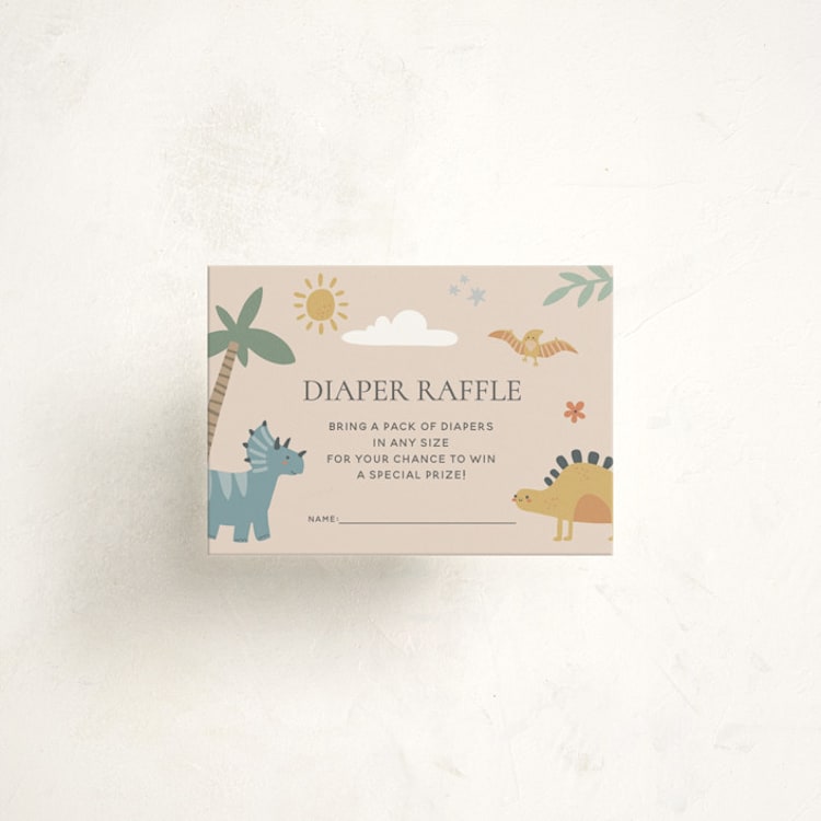 "Baby Dino" - Baby Shower Mini Insert Cards in Tan by Britt - Front