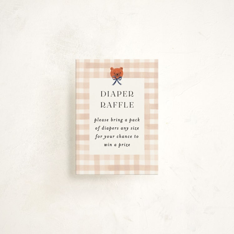 "Gingham" - Baby Shower Mini Insert Cards in Shortbread by Sarah Knight - Front